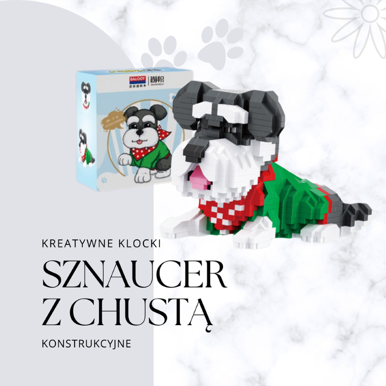 Balody, Pies Sznaucer z chustą, klocki konstrukcyjne, 886 elementów
