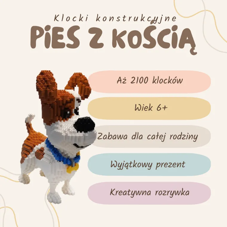 Balody, Pies z kością, klocki konstrukcyjne, 2100 elementów