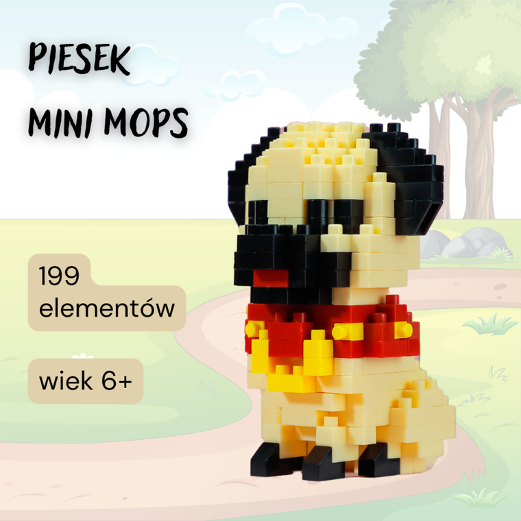 Balody, Piesek mini Mops, klocki konstrukcyjne, 199 elementów