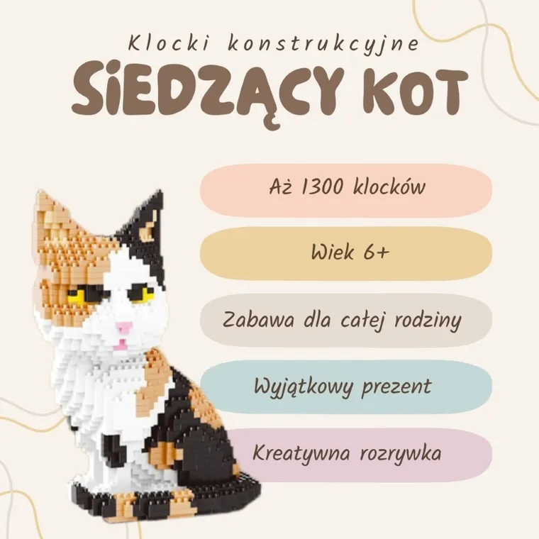 Balody, Siedzący kot, klocki konstrukcyjne, 1300 elementów
