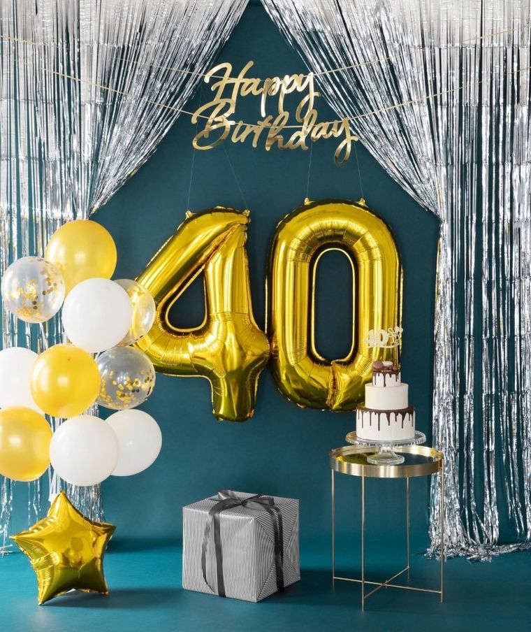 Balon foliowy, w kształcie cyfry 4, złoty, 100 cm