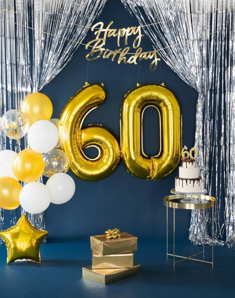 Balon foliowy, w kształcie cyfry 6, złoty, 100 cm