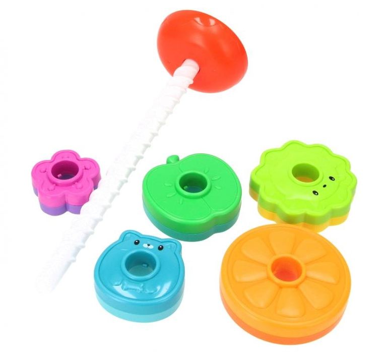 Bam Bam, tęczowa spirala, piramidka, owoce