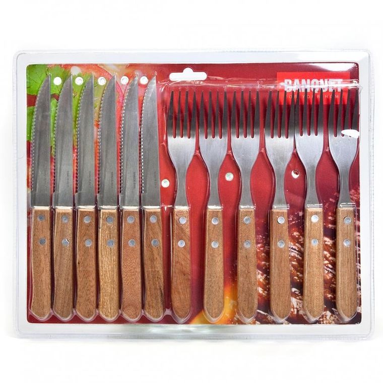 Banquet, zestaw sztućców do steków i pizzy, 12 elementów