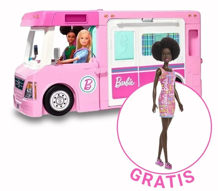 Barbie, Kamper 3w1 + lalka gratis, zestaw promocyjny