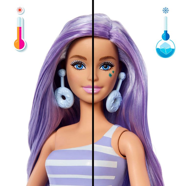 Barbie, Pop Reveal, Stylowy deser, Pączek, lalka z akcesoriami, zestaw fioletowy