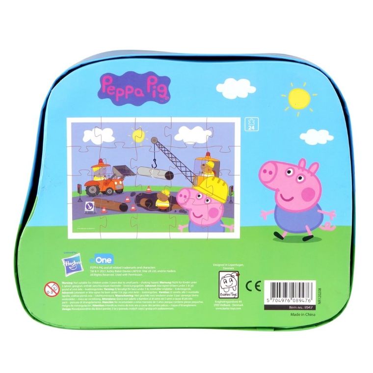 Barbo Toys, Świnka Peppa, George na budowie, puzzle w ozdobnym pudełku, 20 elementów