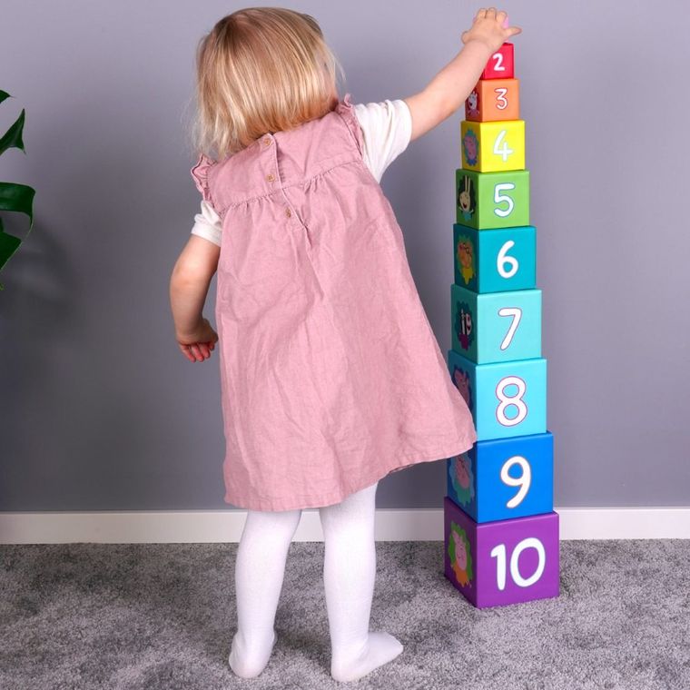 Barbo Toys, Świnka Peppa, kartonowa piramida, 10 klocków