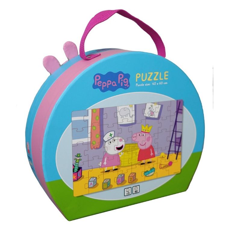 Barbo Toys, Świnka Peppa, Teddy, puzzle w ozdobnej walizce, 40 elementów