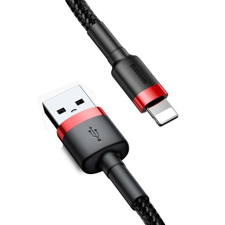 Baseus, kabel, CALKLF-C19, lightning M, USB 2.0 M, 2m, czarno-czerwony