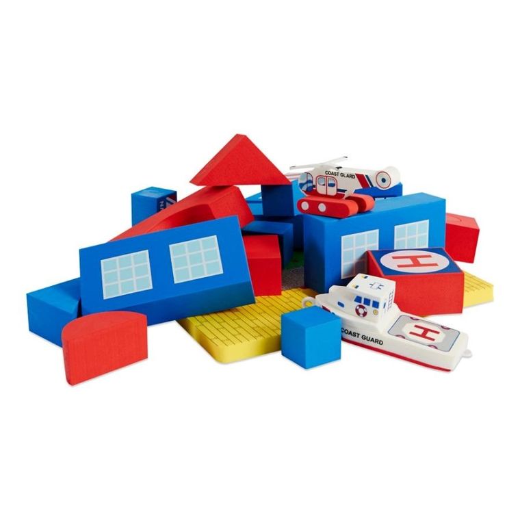 BathBlocks, Straż przybrzeżna z helikopterem, zabawka do kąpieli, 19 elementów