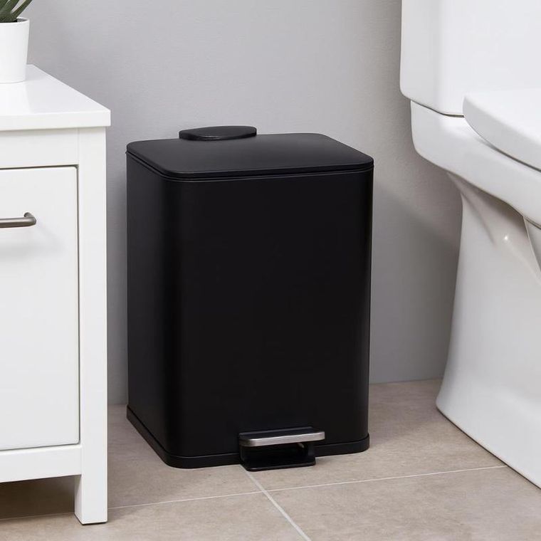 Bathroom Solutions, Delta, kosz na śmieci, metalowy, czarny, 20l