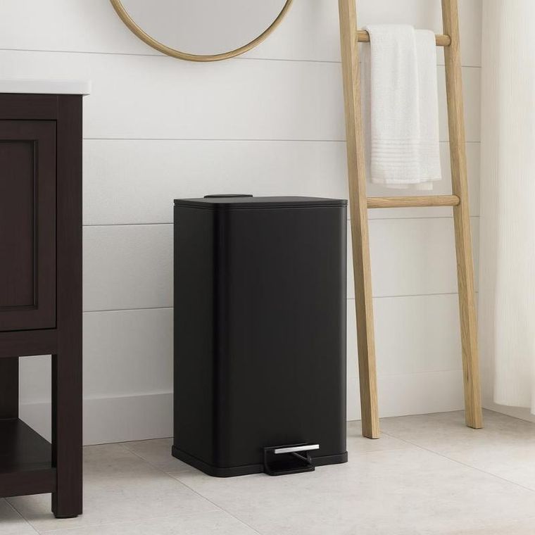 Bathroom Solutions, Delta, kosz na śmieci, metalowy, czarny, 30l