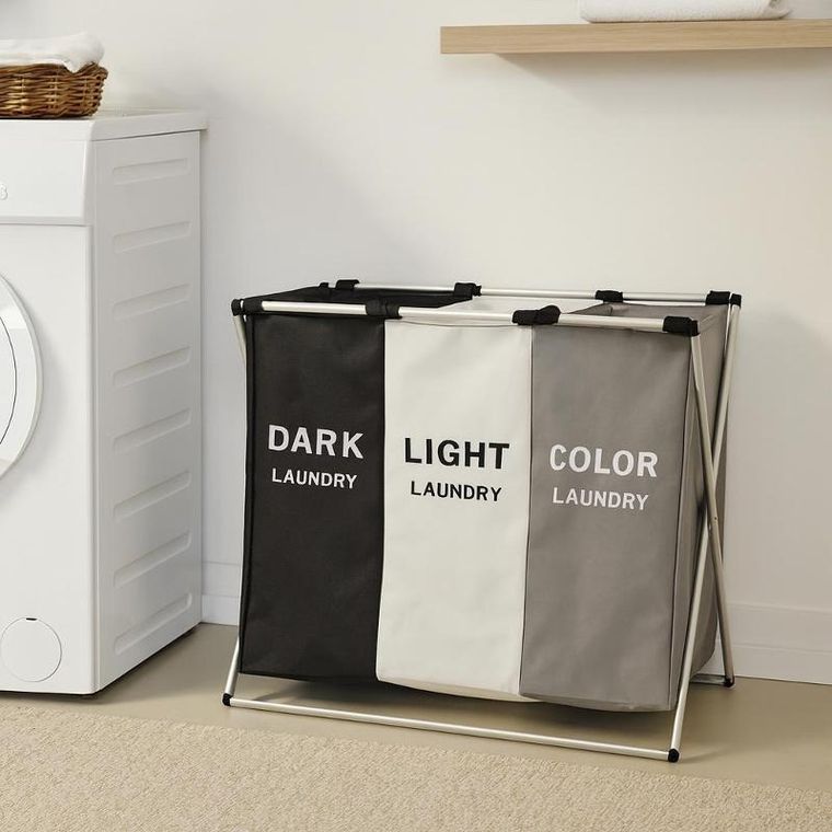 Bathroom Solutions, kosz na pranie z 3 przegródkami o pojemności 35l, 58-40-58 cm