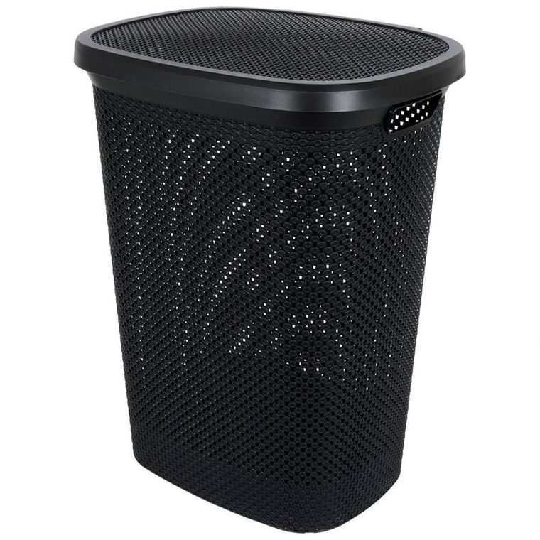 Bathroom Solutions, kosz na pranie z pokrywą, czarny, 60 l