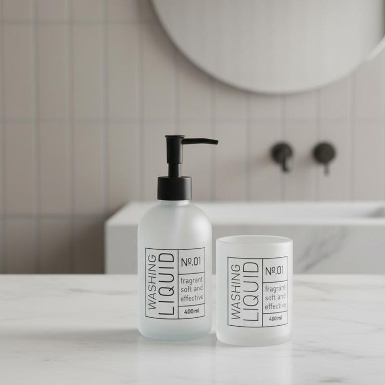 Bathroom Solutions, Onyx, szklany dozownik do mydła i kubek na szczoteczki