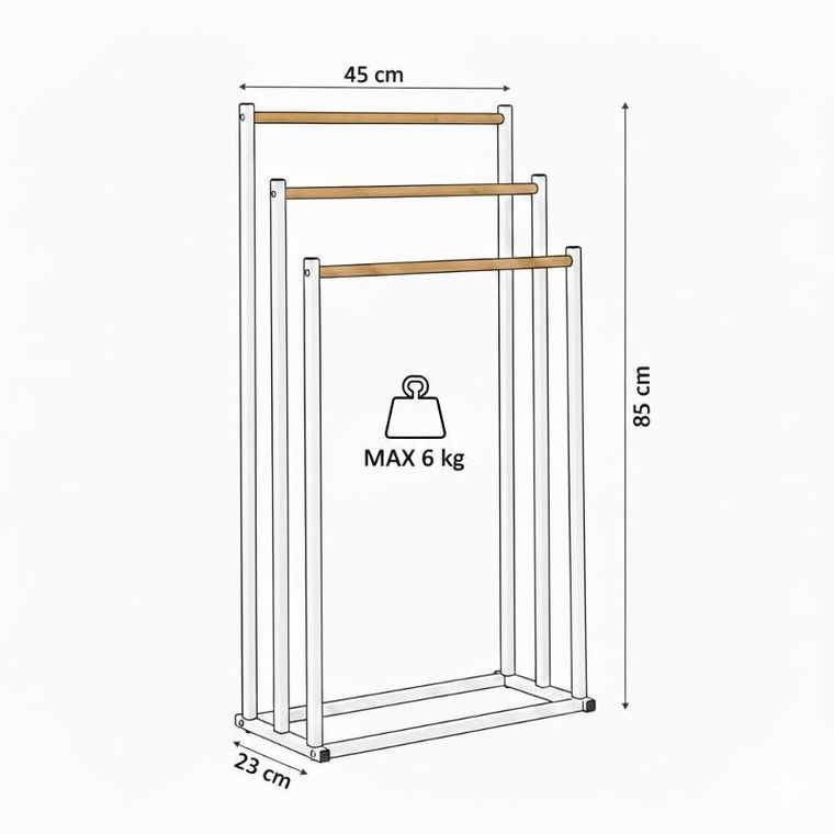 Bathroom Solutions, Seri, stojak na ręczniki do łazienki, 45-23-85 cm