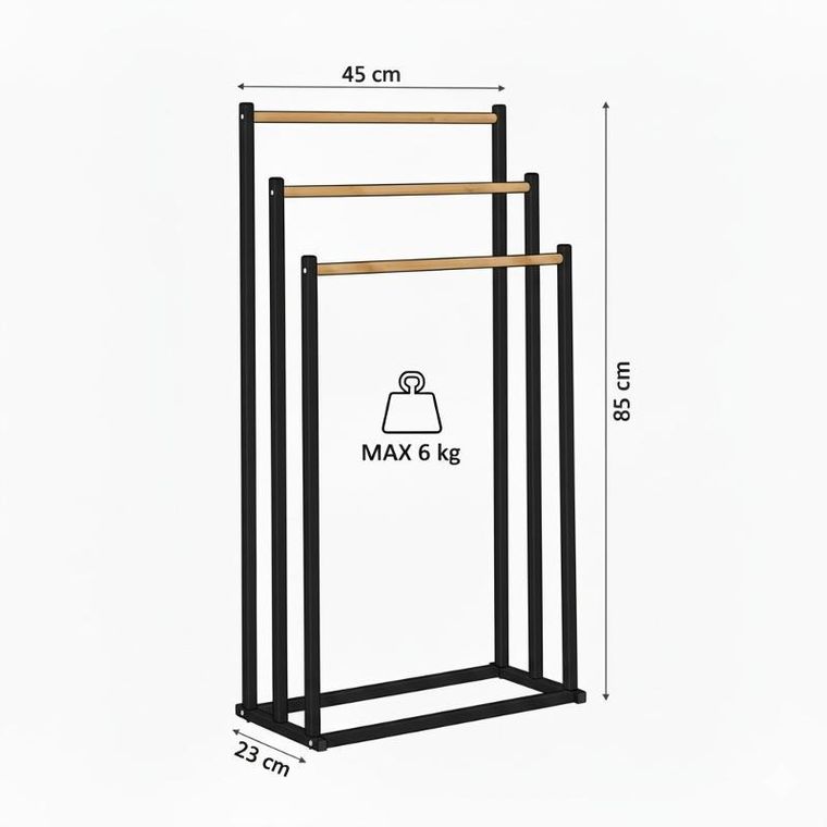 Bathroom Solutions, Seri, stojak na ręczniki do łazienki, 45-23-85 cm