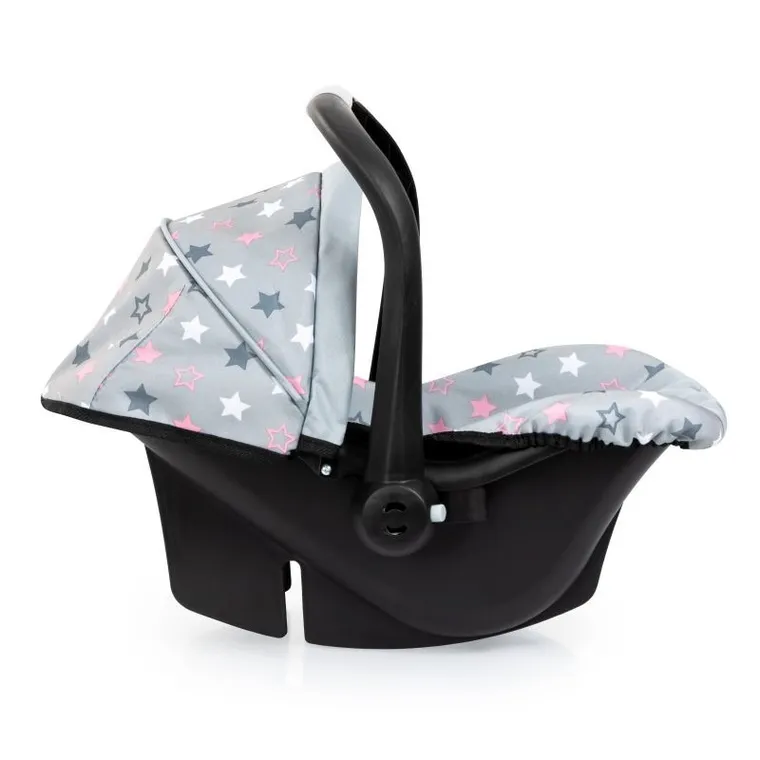 Bayer Design, Deluxe, fotelik samochodowy dla lalek z baldachimem, szary w gwiazdki