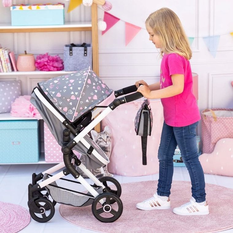 Bayer Design, Neo Vario Combi, głęboki wózek dla lalek z torbą, szary