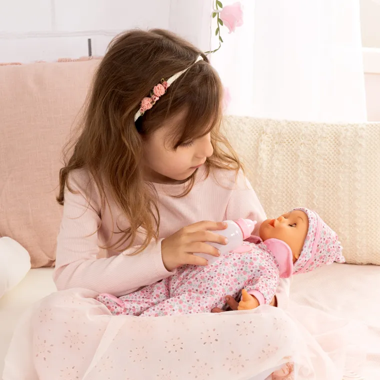 Bayer Design, Pierwsze słowa, interaktywna lalka bobas, różowa, 38 cm