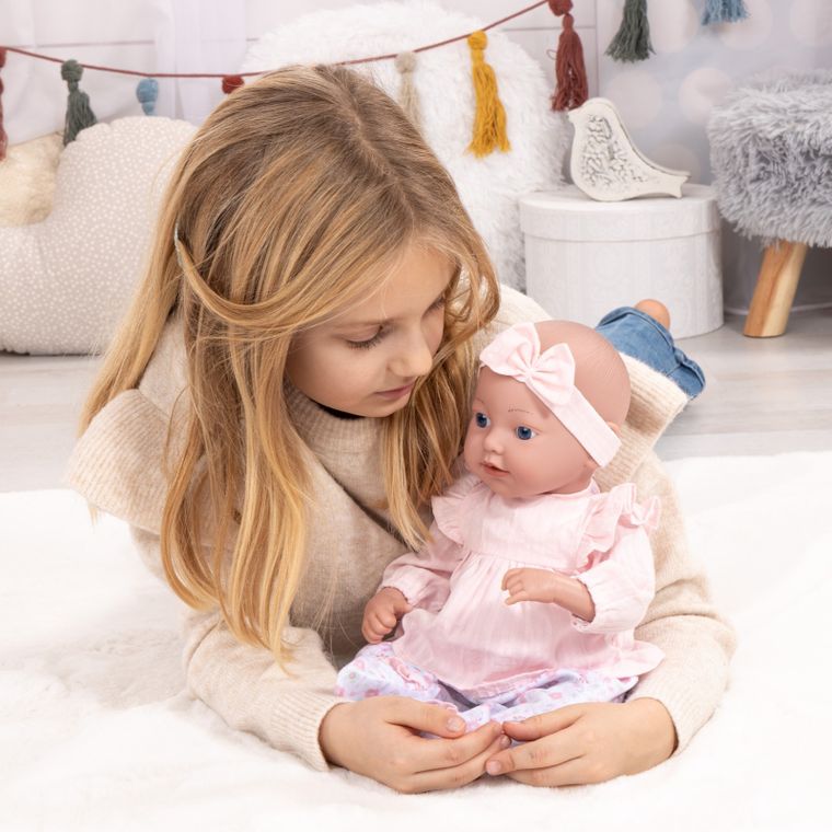 Bayer Design, Reborn, lalka bobas z butelką i smoczkiem, 38 cm