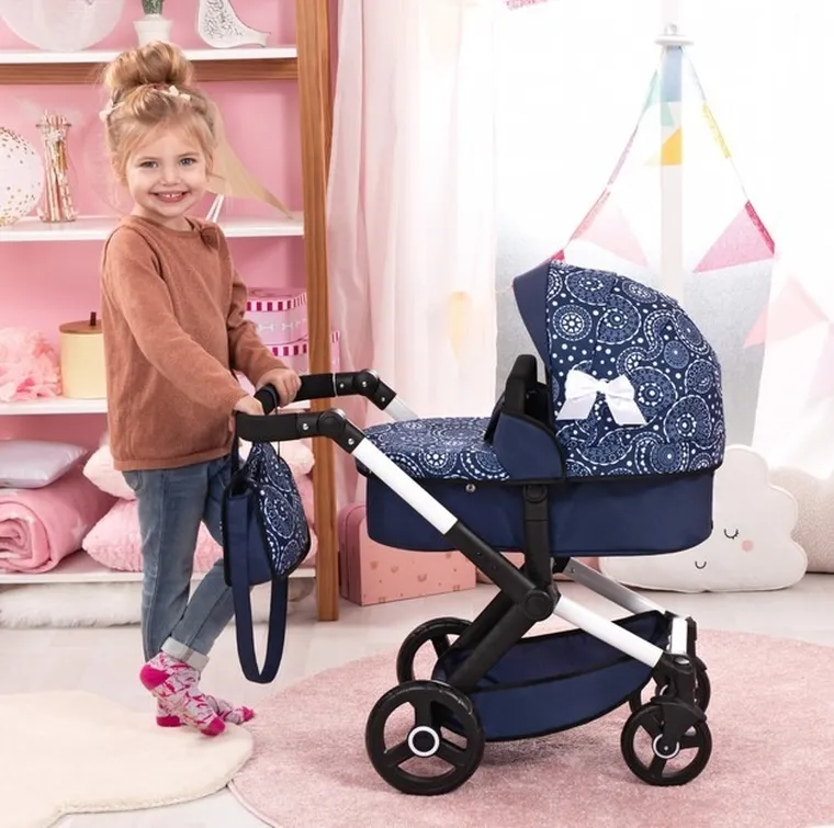 Bayer Design, Xeo Combi, głęboki wózek dla lalek z torbą, granatowy