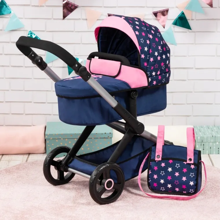 Bayer Design, Xeo Combi, głęboki wózek dla lalek z torbą, niebieski z wróżką