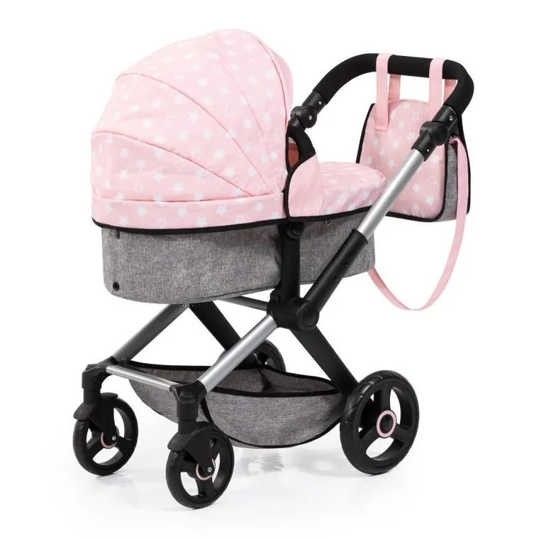 Bayer Design, Xeo Combi, głęboki wózek dla lalek z torbą, różowy