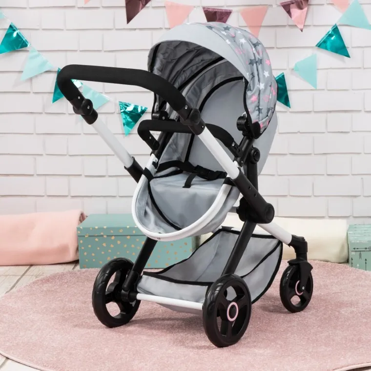 Bayer Design, Xeo Combi, głęboki wózek dla lalek z torbą, szary