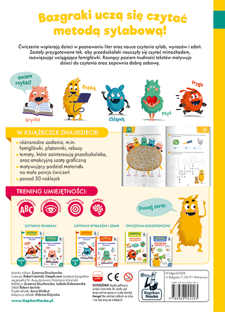 Bazgraki czytają sylabami. Czytanie sylabowe. Ćwiczenia