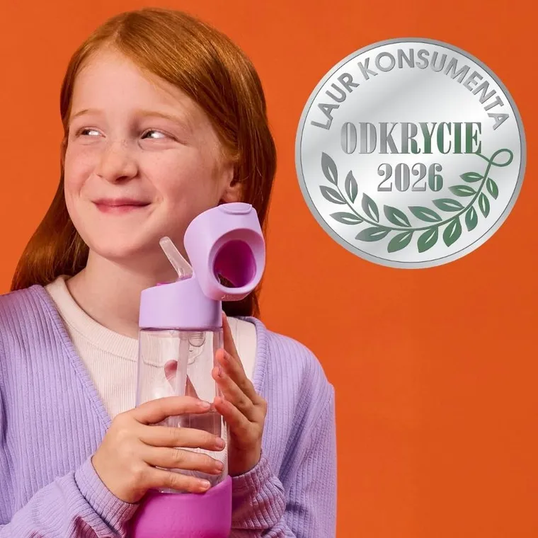 b.box, butelka na wodę tritanowa ze słomką, Sugar Plum, 600 ml