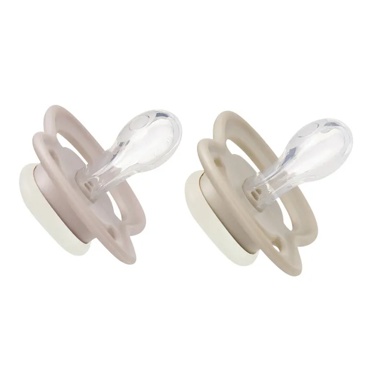 b.box, Glow in the dark, smoczek symetryczny 0-6m, róż/latte, 2 szt.