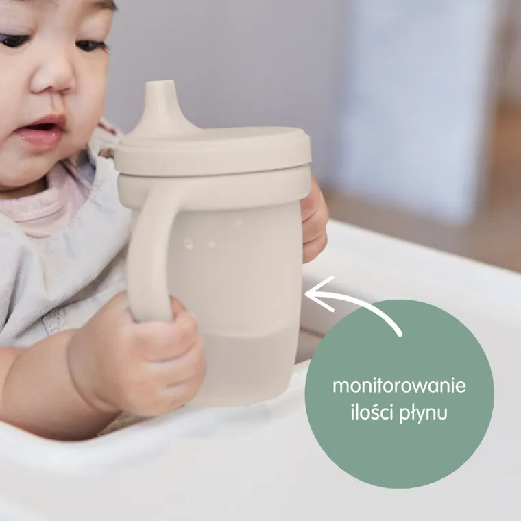 b.box, silikonowy kubek z ustnikiem, szałwiowy