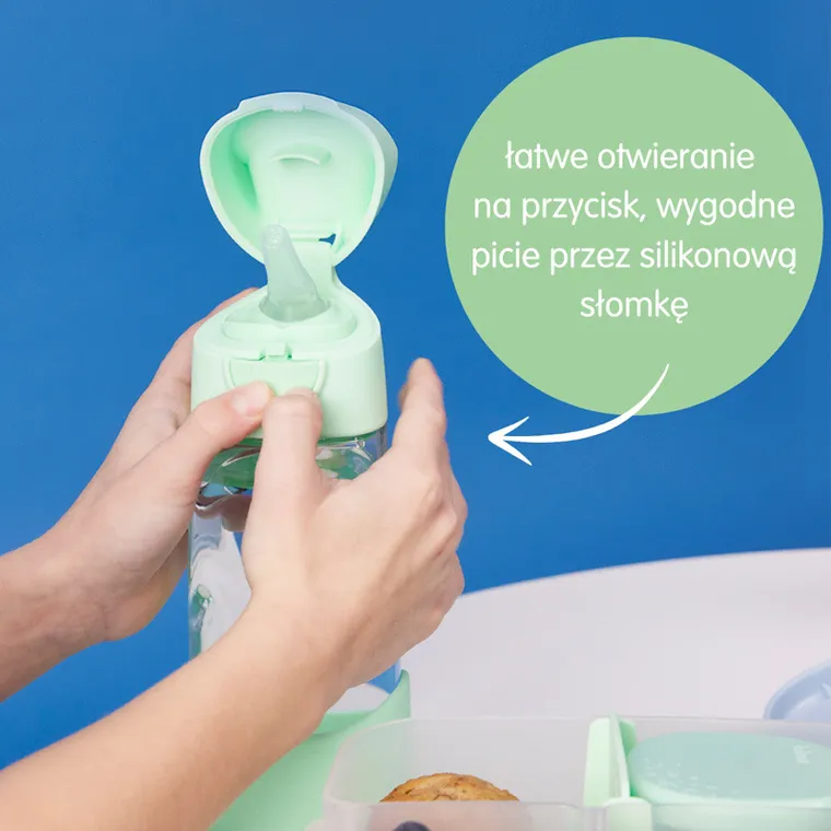 b.box, Spearmint, butelka tritanowa ze słomką, 450 ml