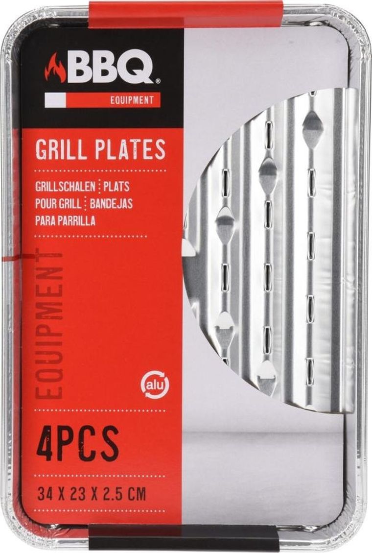 BBQ Line, aluminiowe tacki na grilla, 34-23 cm, 4 szt.
