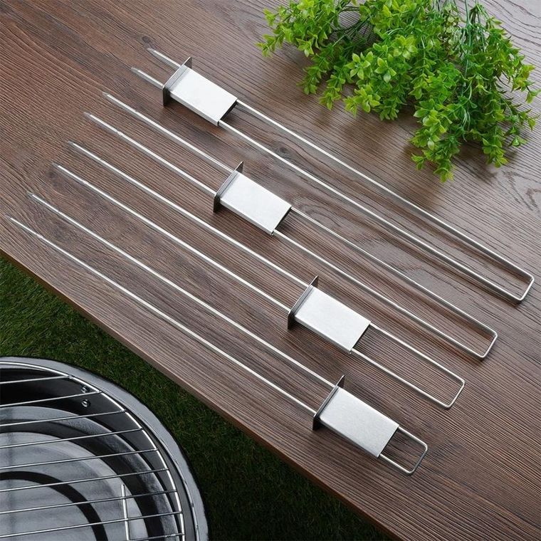 BBQ, szpikulce do szaszłyków, stalowe podwójne, 36 cm, 4 szt.