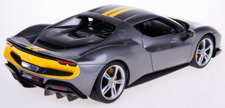 Bburago, Ferrari, 296 GTB Assetto, model pojazdu, grey/yellow, 1:18