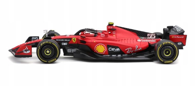 Bburago, Ferrari F1 Sf-23 #55 Carlos Sainz, bolid wyścigowy, 1:24