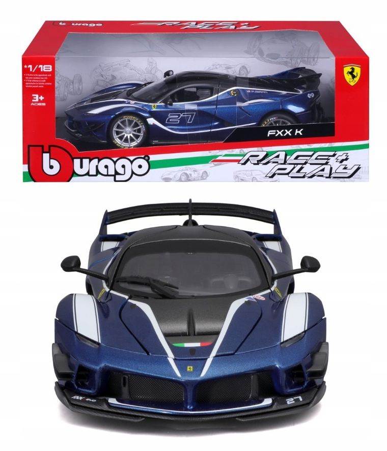 Bburago, Ferrari FXX-K Evo #27, model pojazdu, blue, 1:18