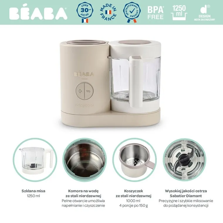 Beaba, Babycook Neo, wielofunkcyjne urządzenie do miksowania i gotowania na parze, clay
