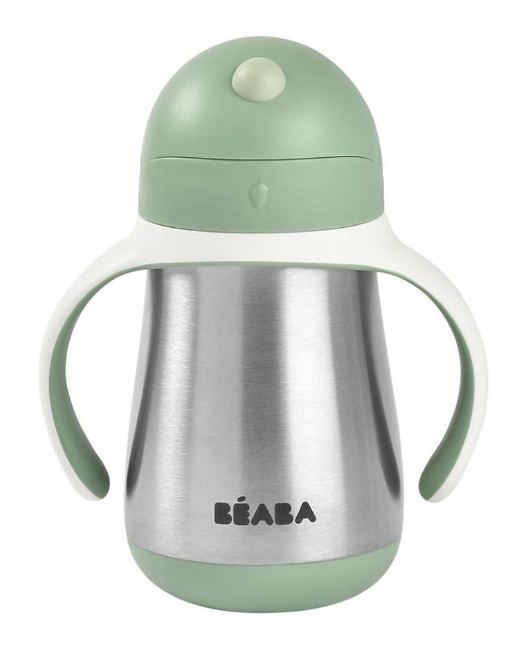 Beaba, bidon termiczny, ze słomką, sage green, 250 ml