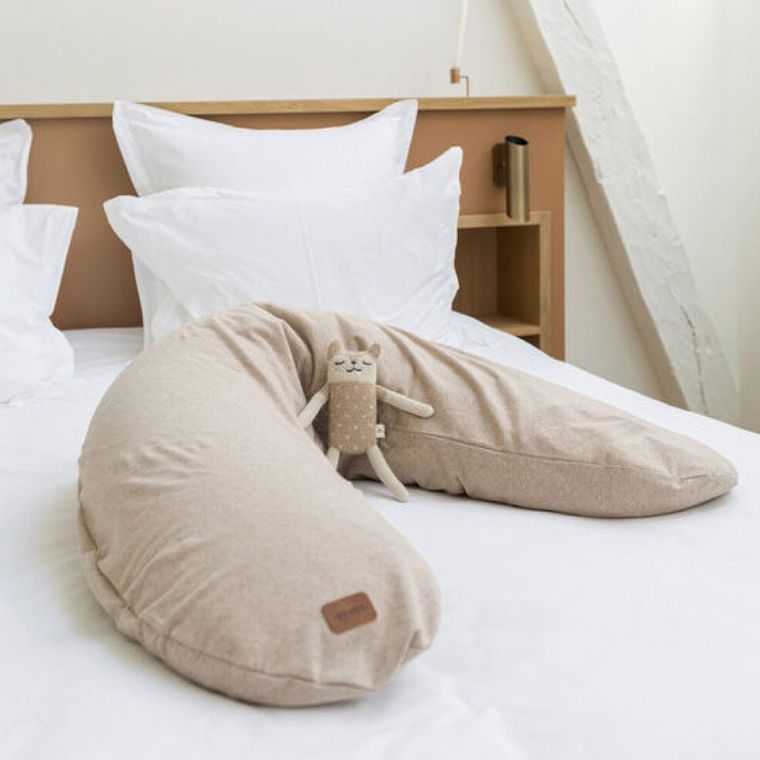 Beaba, Big Flopsy, poszewka na ergonomiczną poduszkę, rogala dla kobiet w ciąży i karmiących, heather clay