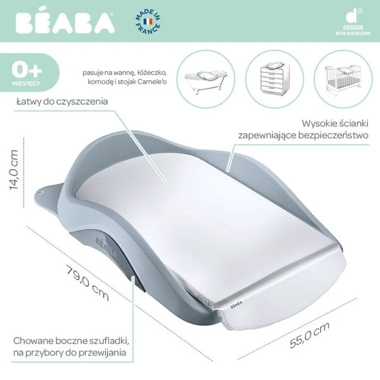 Beaba, Camele'o, przewijak usztywniony, Light Mist