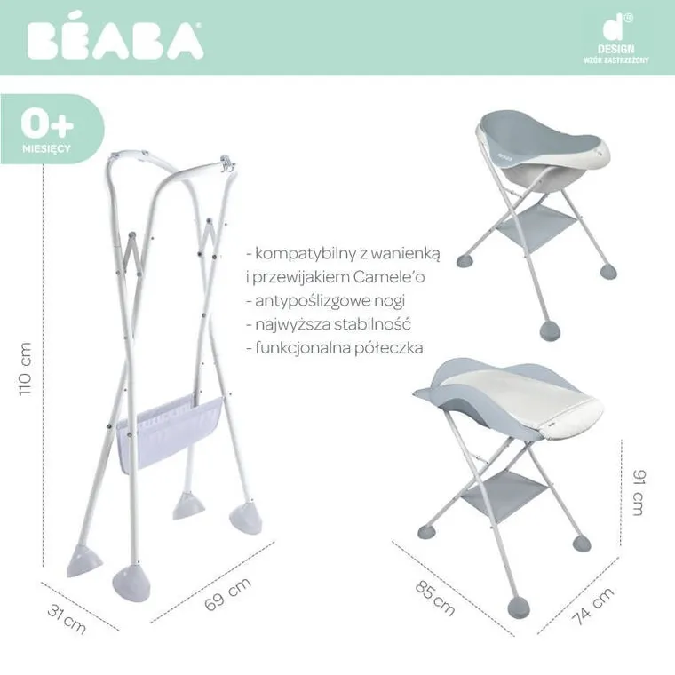 Beaba, Camele’o, stojak do wanienki i przewijaka, White