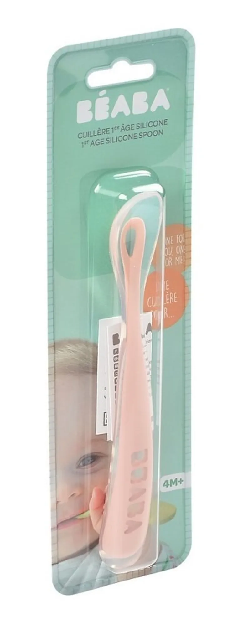 Beaba, łyżeczka silikonowa, old pink, 4m+