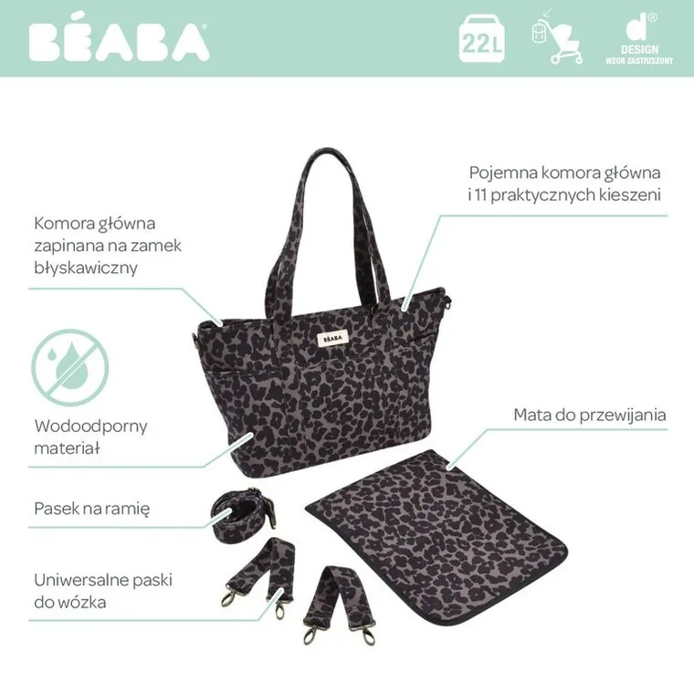 Beaba, Madrid, torba dla mamy, leopard