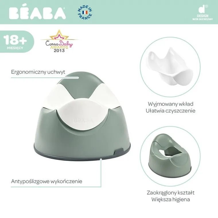 Beaba, nocnik, z wyjmowanym wkładem, Sage Green