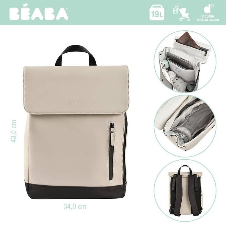 Beaba, Oslo, plecak dla rodzica, do wózka, Clay