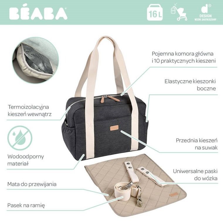 Beaba, Paris, torba dla mamy, Dark heather grey
